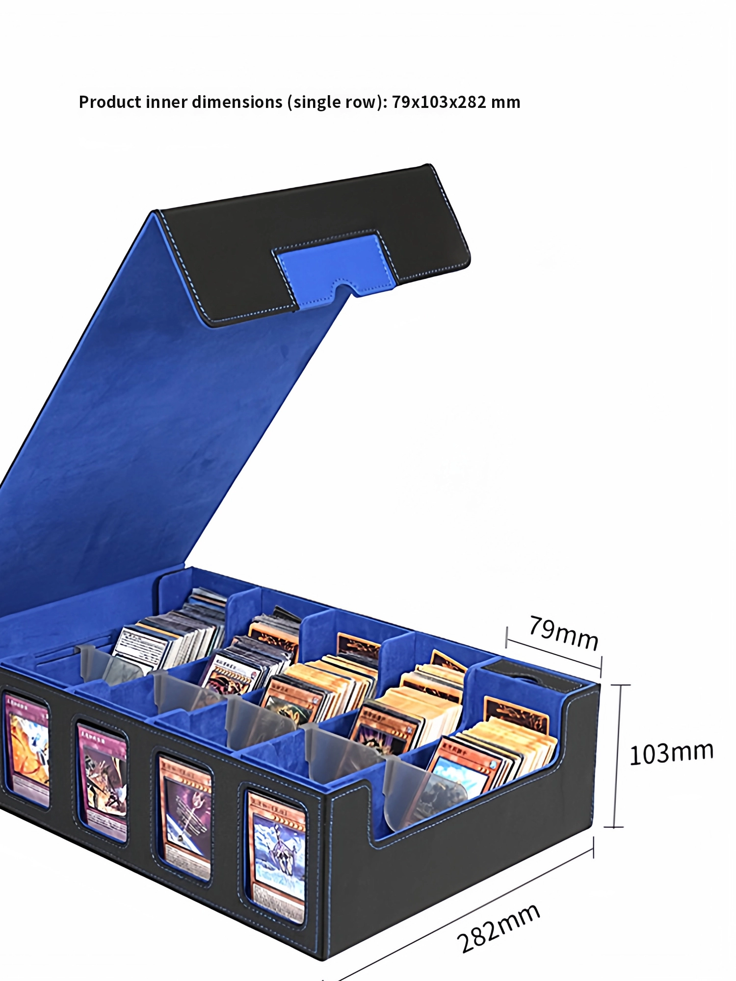 Storage & Organization - Mehrfach unterteilte PU-Leder TCG-Kartenaufbewahrungsbox mit Sichtfenster,