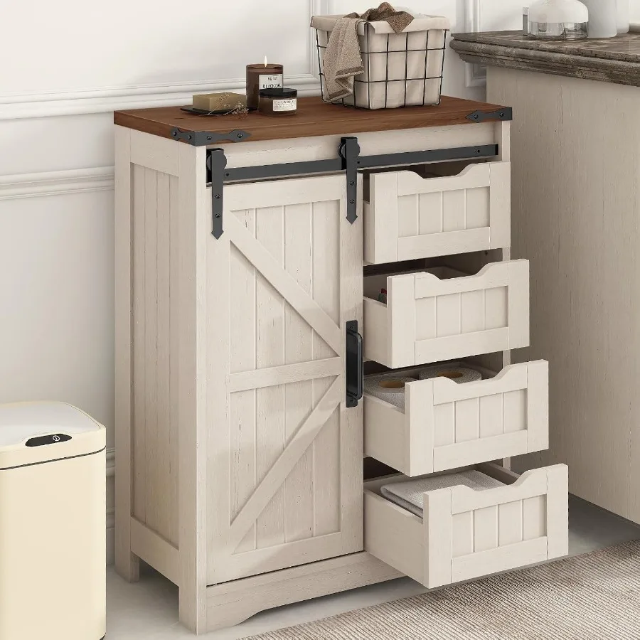 Kitchen - Badezimmerschrank im Landhausstil mit 4 Schubladen