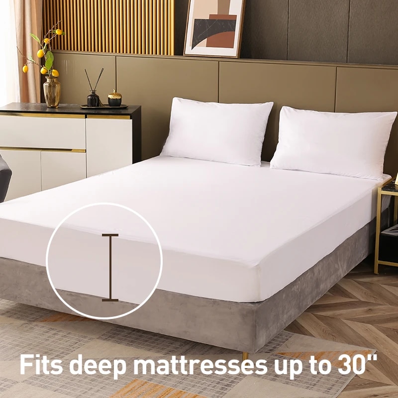 Waterproof Mattress Protector Breathable - Wasserdichter Matratzenschoner, atmungsaktiver geräuschloser Matratzenauflage, Bett-Matratzenbezug