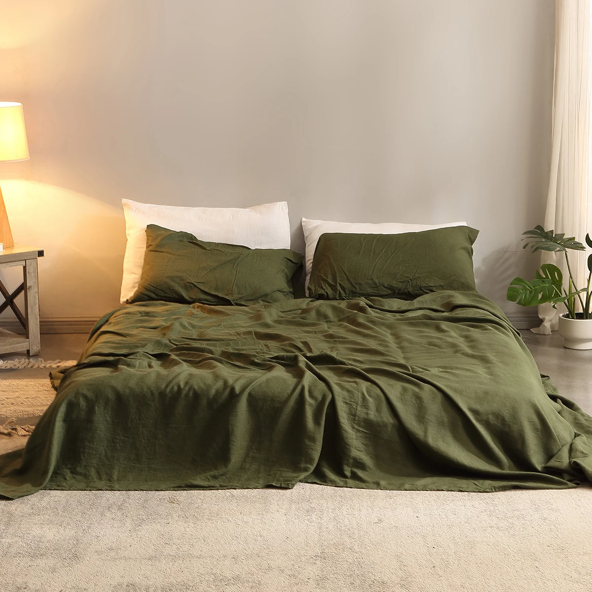 Fitted Bed Sheets Deep Pocket - Bettlaken-Set 4-teiliges Bettwäsche set aus reinem