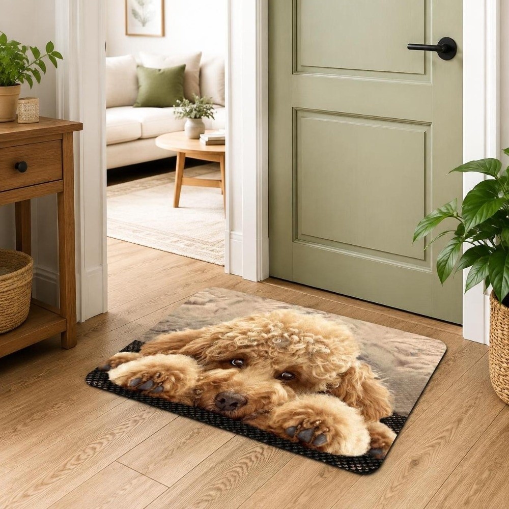 Quick Dry Diatomite Bath Mat - Langlebige Diatomeenerde-Hundemuster-Bodenmatte, saugfähig, rutschfest, optische Illusion,