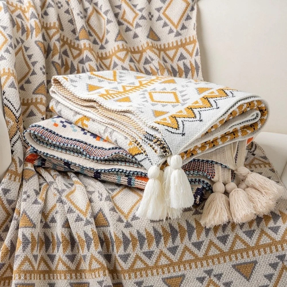Vintage Grob Gestrickte Boho-D – Boho Throw Blanket Fringe Bewertung und Preis